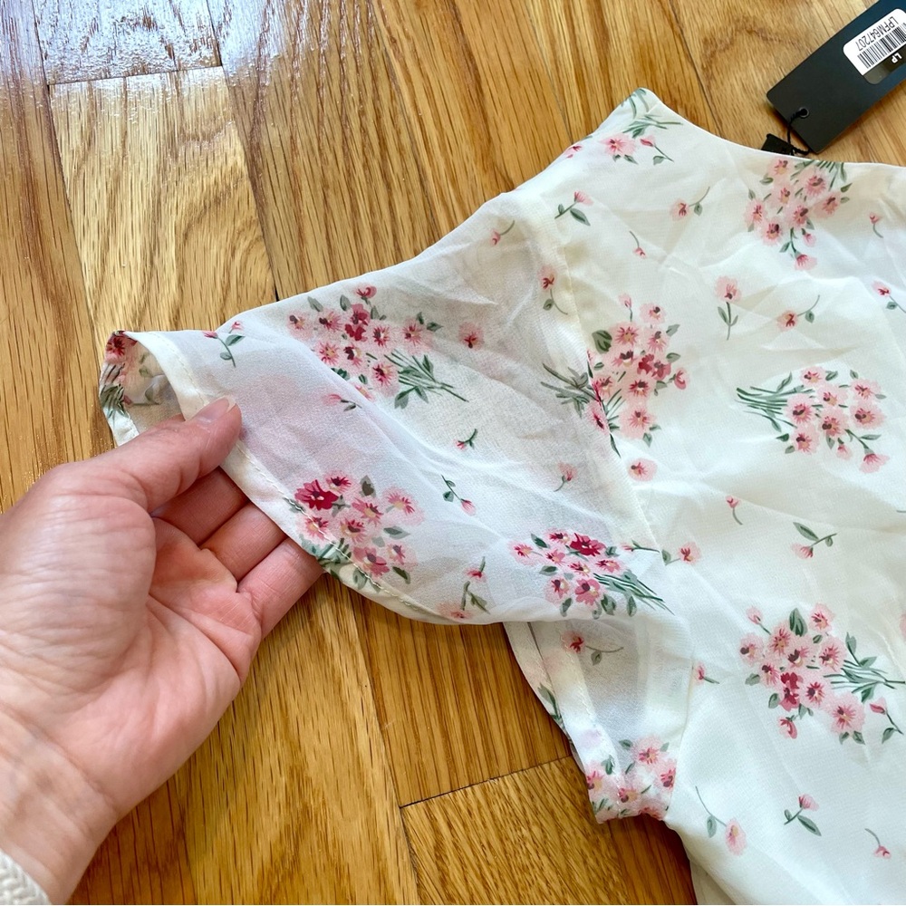 NWT | Allegra K | Floral Lace-up Chiffon Dress | XS - Picture 7 of 15